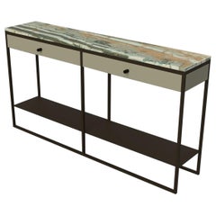 Contemporary Eros Console with Drawers in Marble and Powder Coated Steel