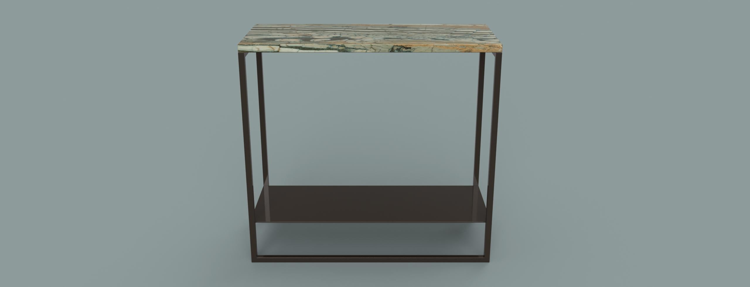 Contemporary Eros Side Table in Marble and Antique Brass Plated In New Condition For Sale In London, GB