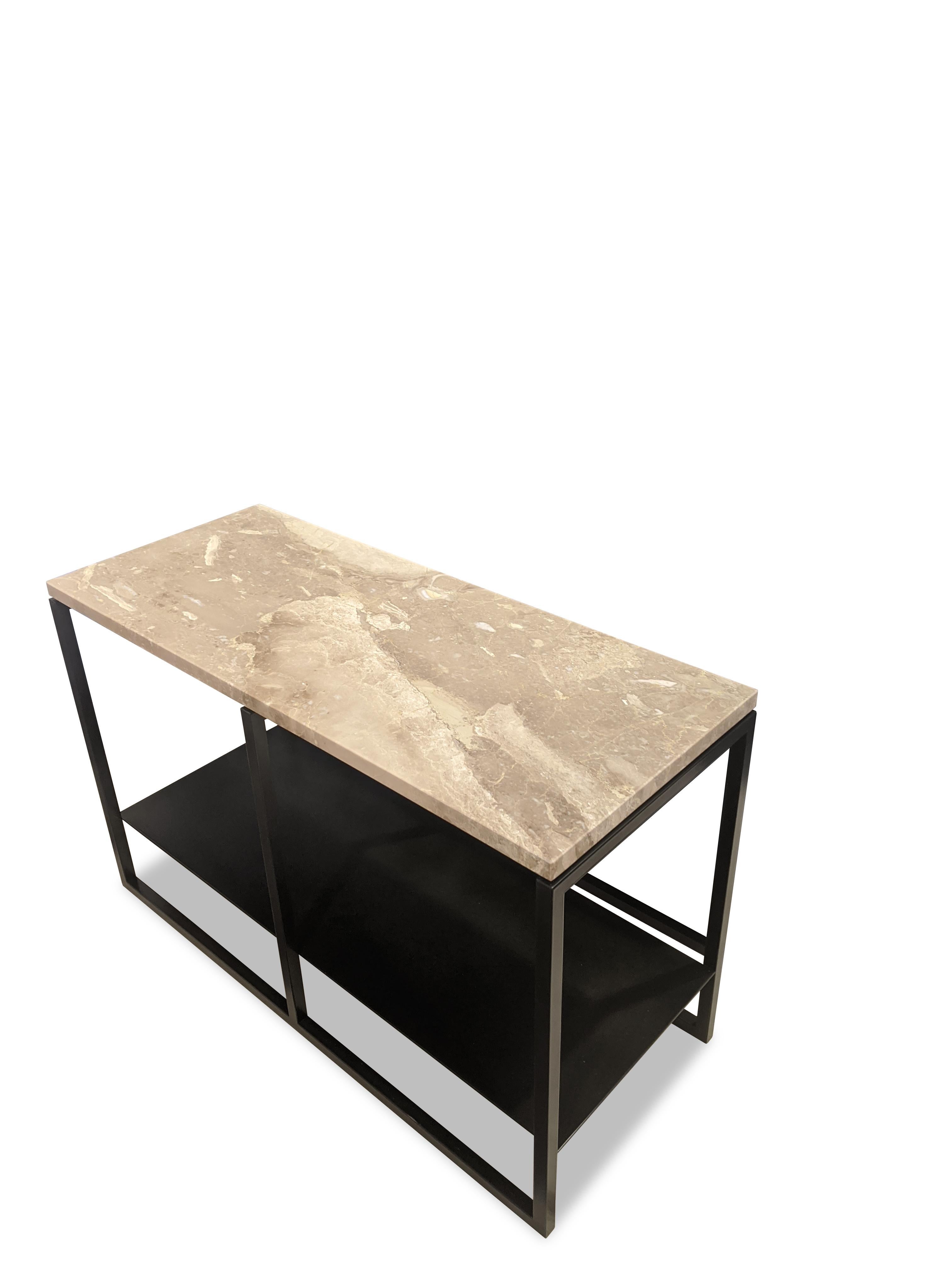 British Contemporary Eros Side Table in Marble and Antique Brass Plated For Sale