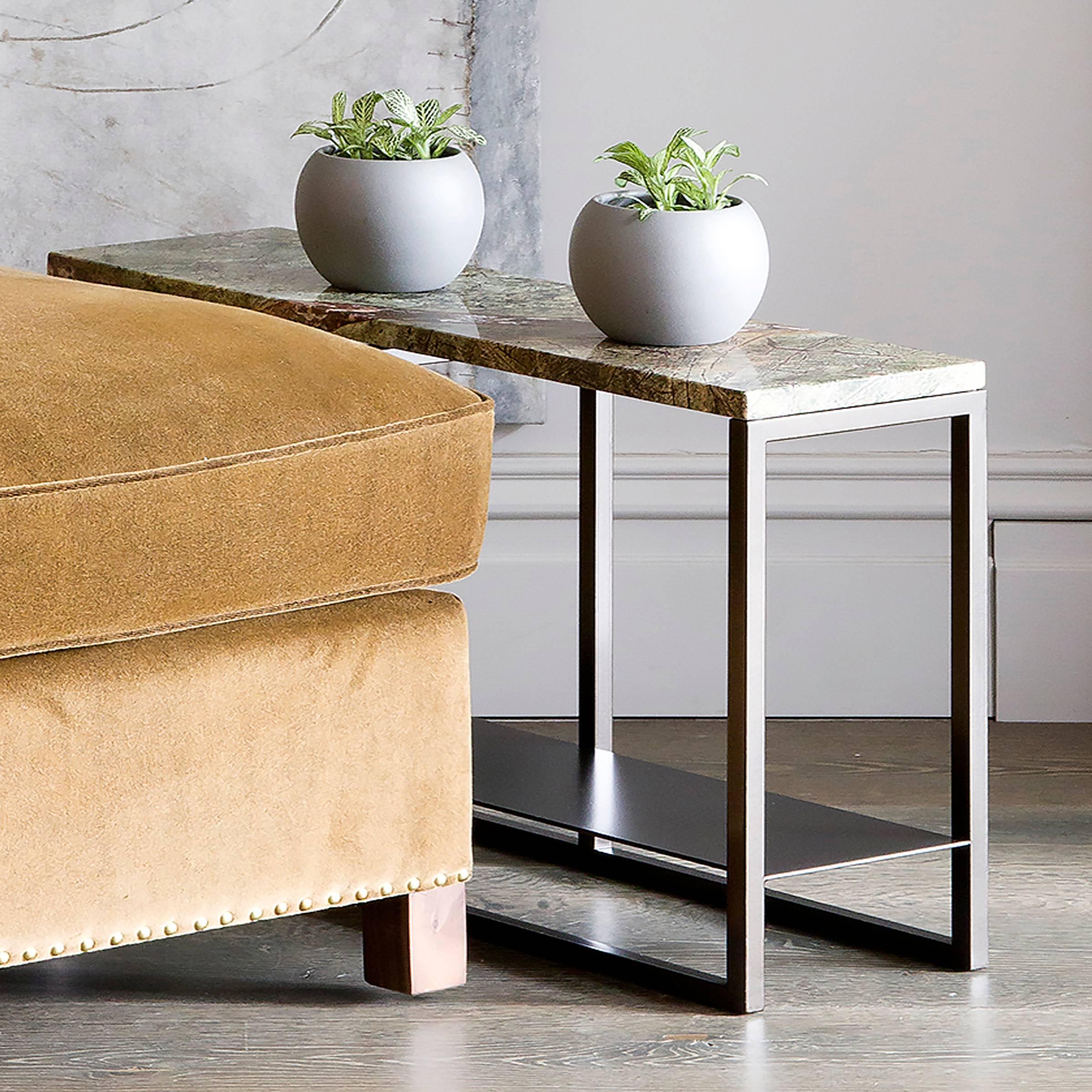 Steel Contemporary Eros Side Table in Marble and Antique Brass Plated For Sale