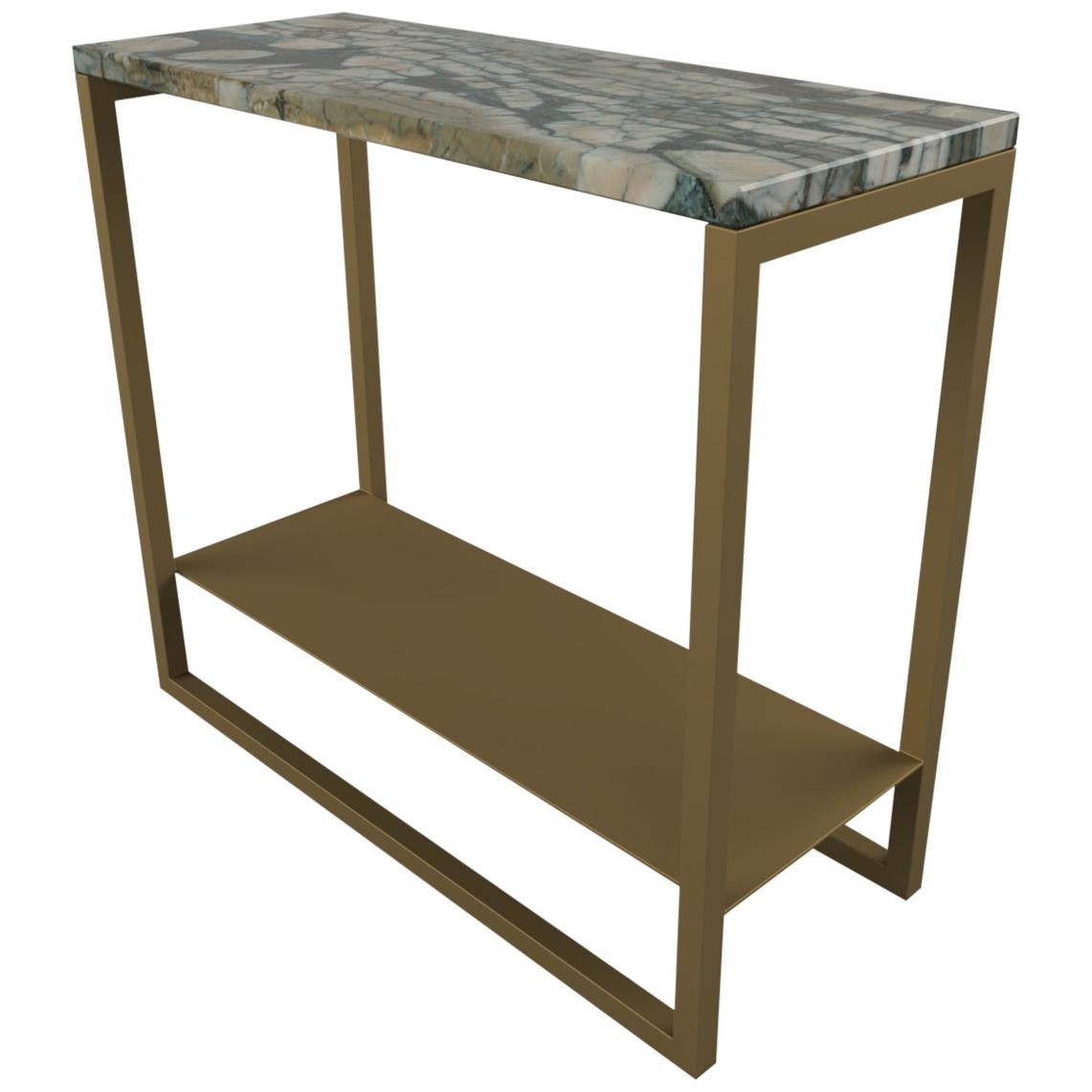 Contemporary Eros Side Table in Marble and Antique Brass Plated