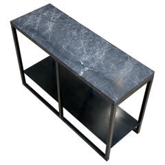 Contemporary Eros Side Table in Nero Marble and Blackened Steel
