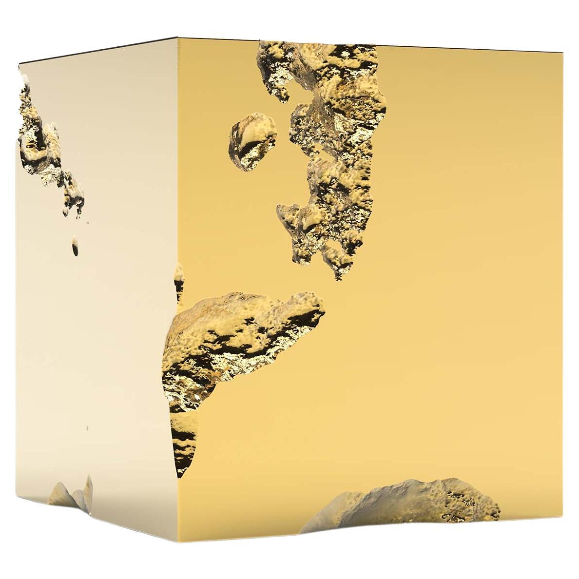 Contemporary Erosia Cube Side Table in Polished Bronze by Katz Studio