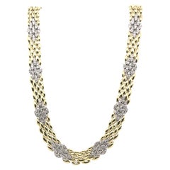 Contemporary Estate 18k Gold Diamond Link Necklace