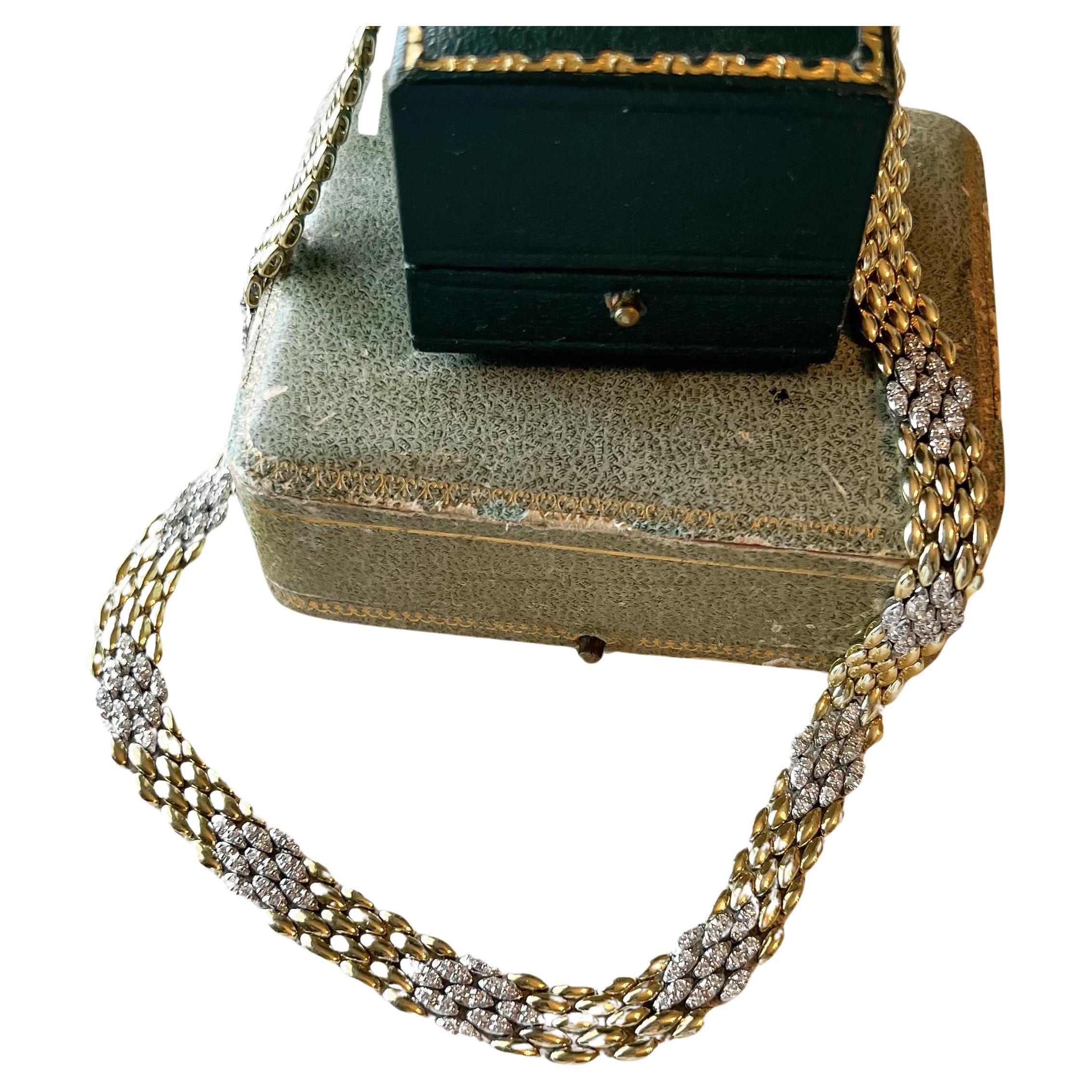 Contemporary Estate 18k Gold Diamond Link Necklace