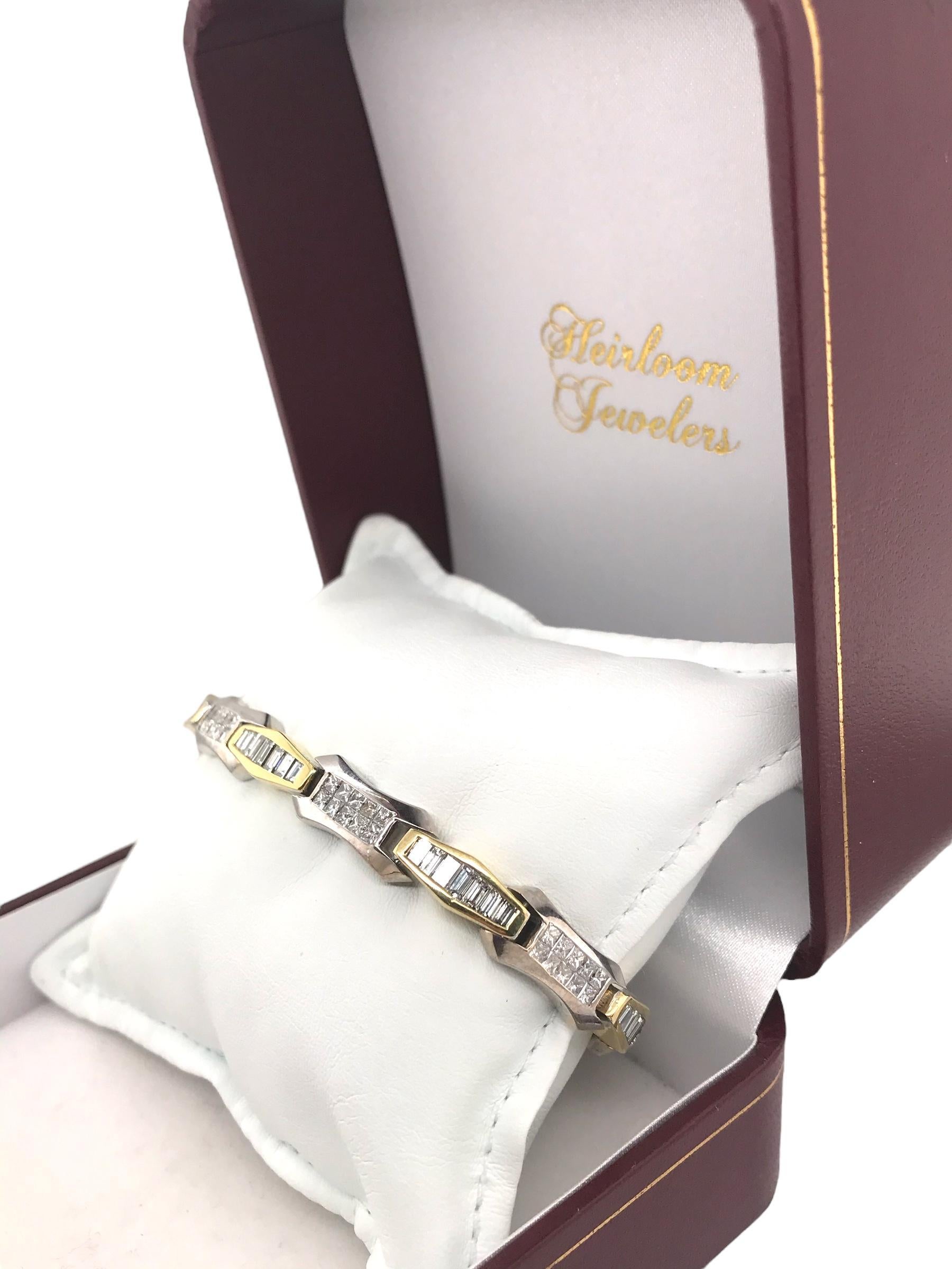 Contemporary Estate 18K Two Toned 6 Carat Bracelet 7