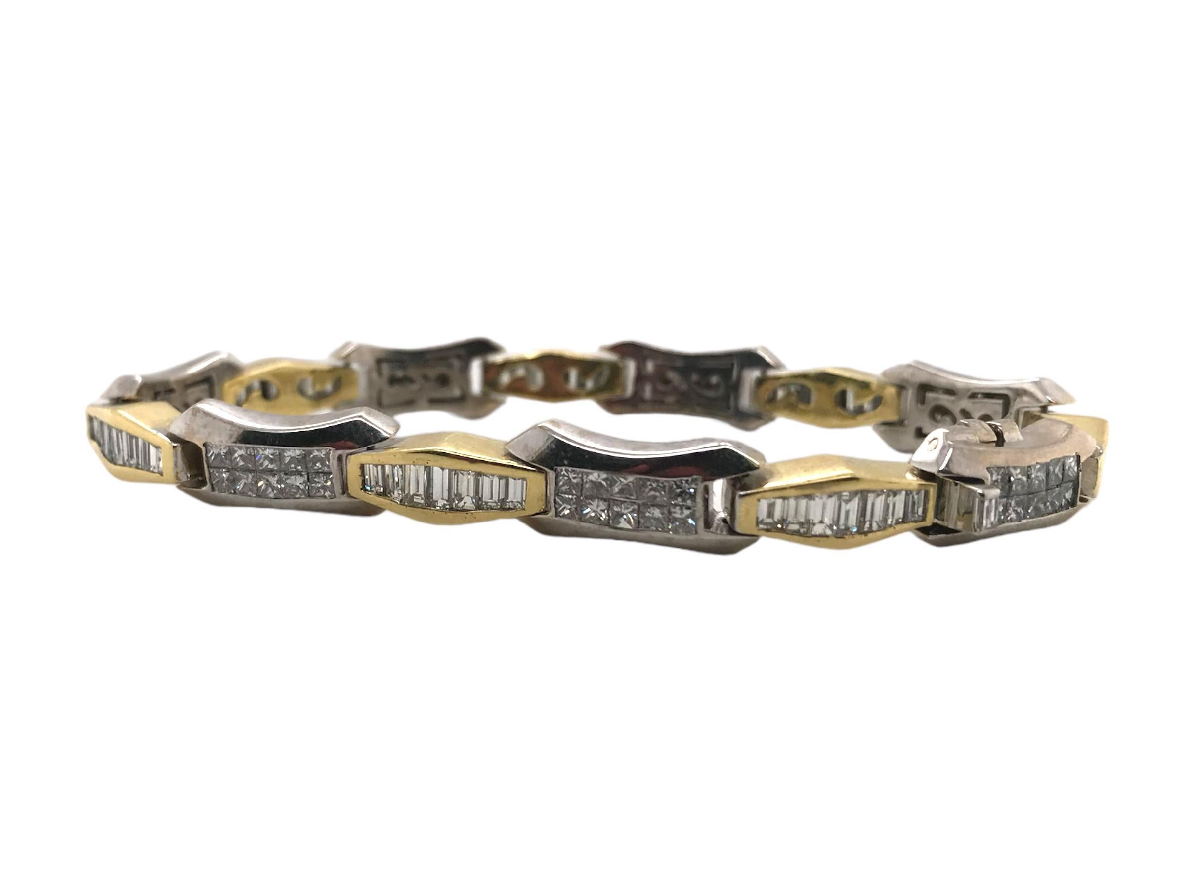 Contemporary Estate 18K Two Toned 6 Carat Bracelet In Excellent Condition In Montgomery, AL