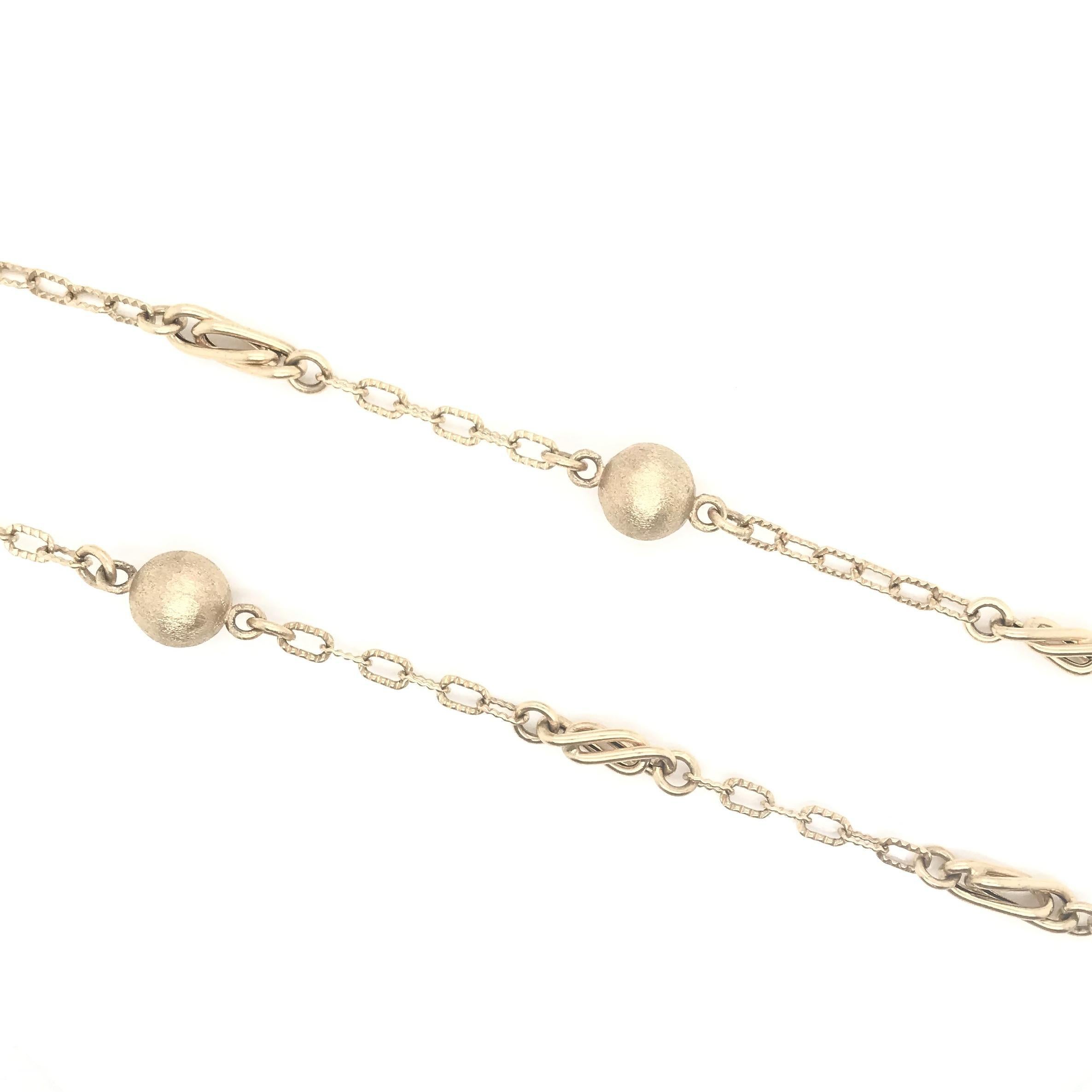 This contemporary estate 14K gold chain is the perfect piece to introduce more gold into your everyday jewelry collection. Endlessly versatile, this piece looks exceptionally gorgeous layered with a pearl or diamond tennis necklace. One could still