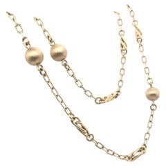 Contemporary Estate 32 Inch Alternating Gold Link Chain Necklace