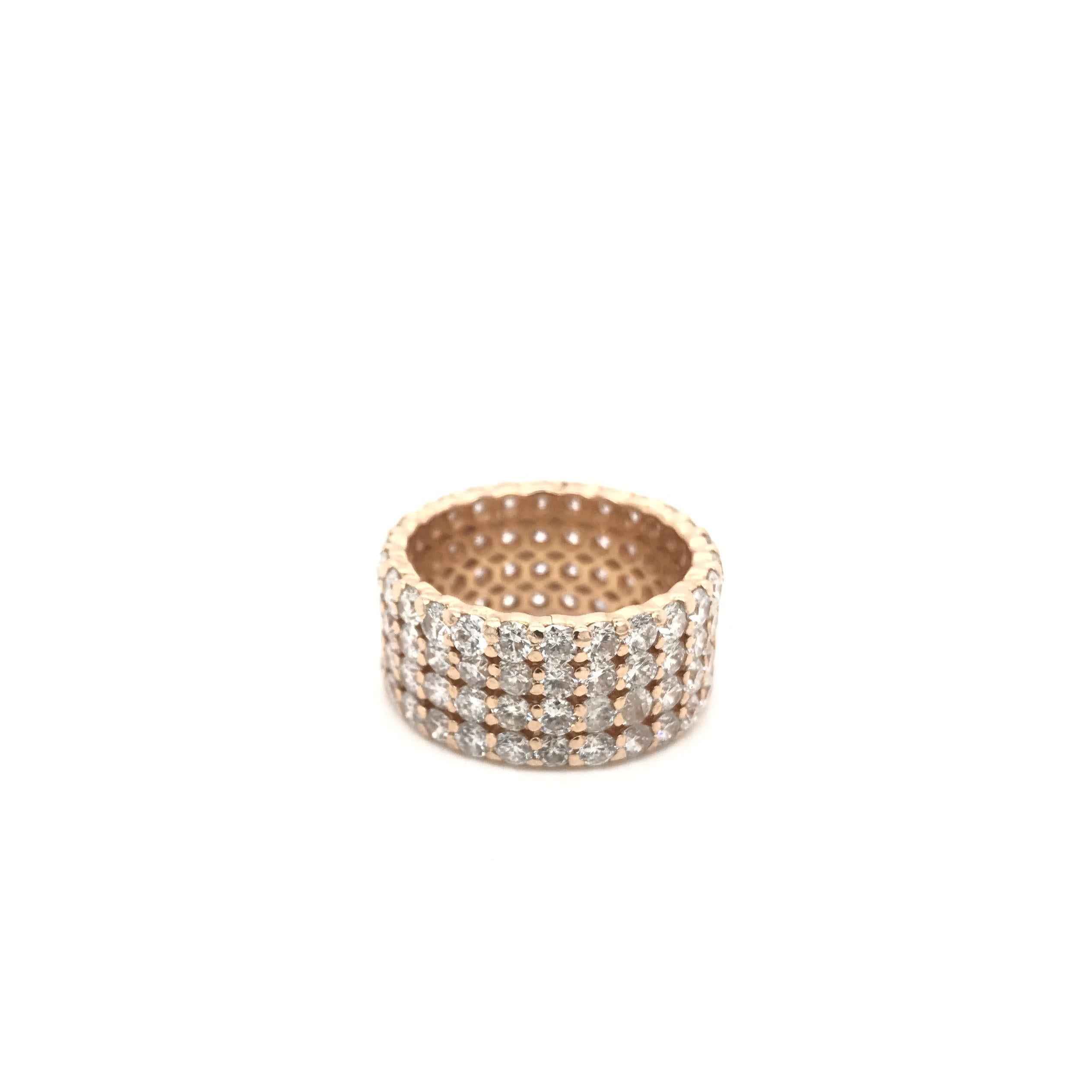 Women's Contemporary Estate 5 Carat DTW Diamond and Rose Gold Band For Sale