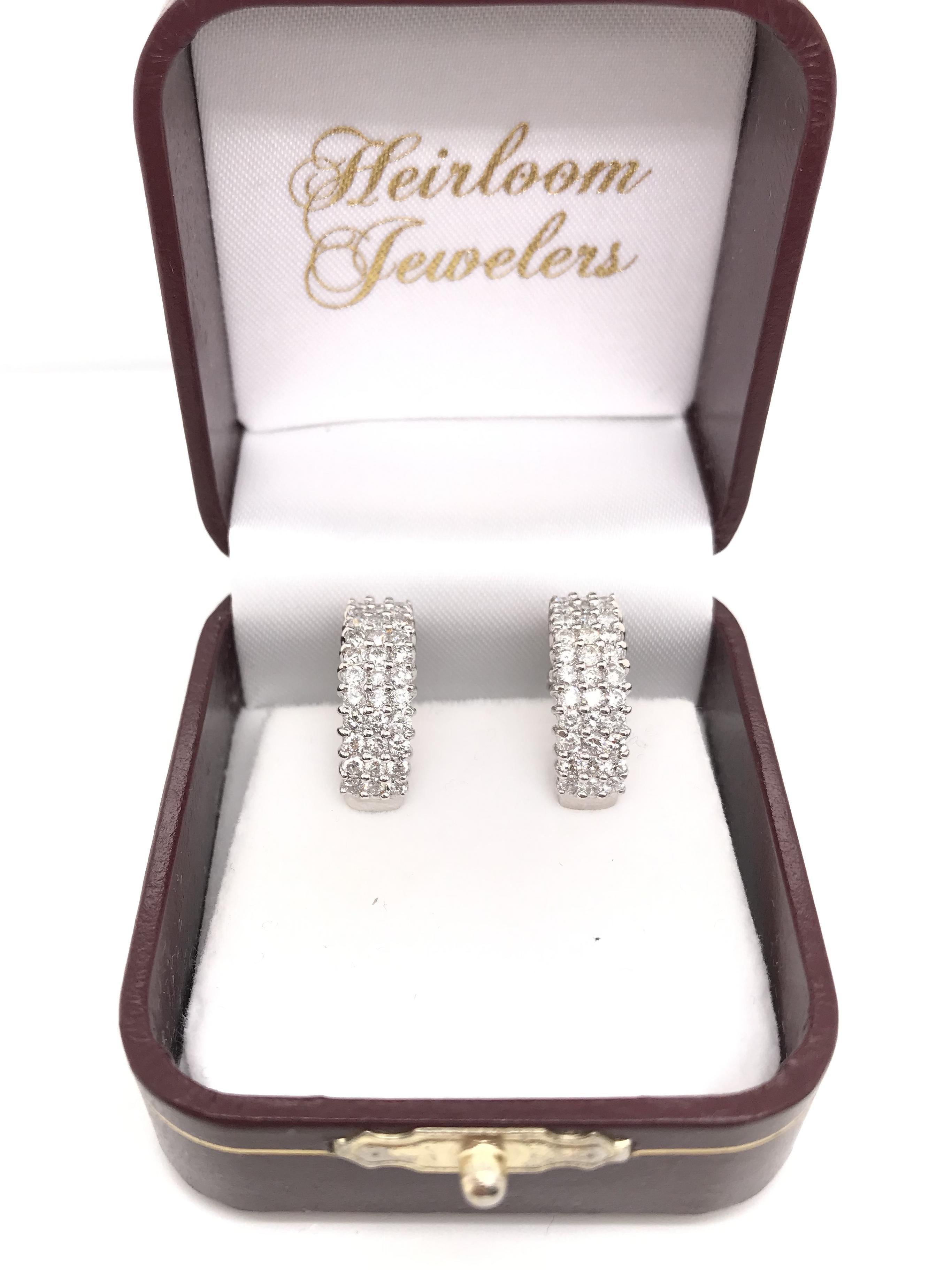 Women's Contemporary Estate Diamond Half Hoop Style Earrings