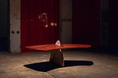 Contemporary Estremoz Pink-veined & Bubinga Wood Pestele table