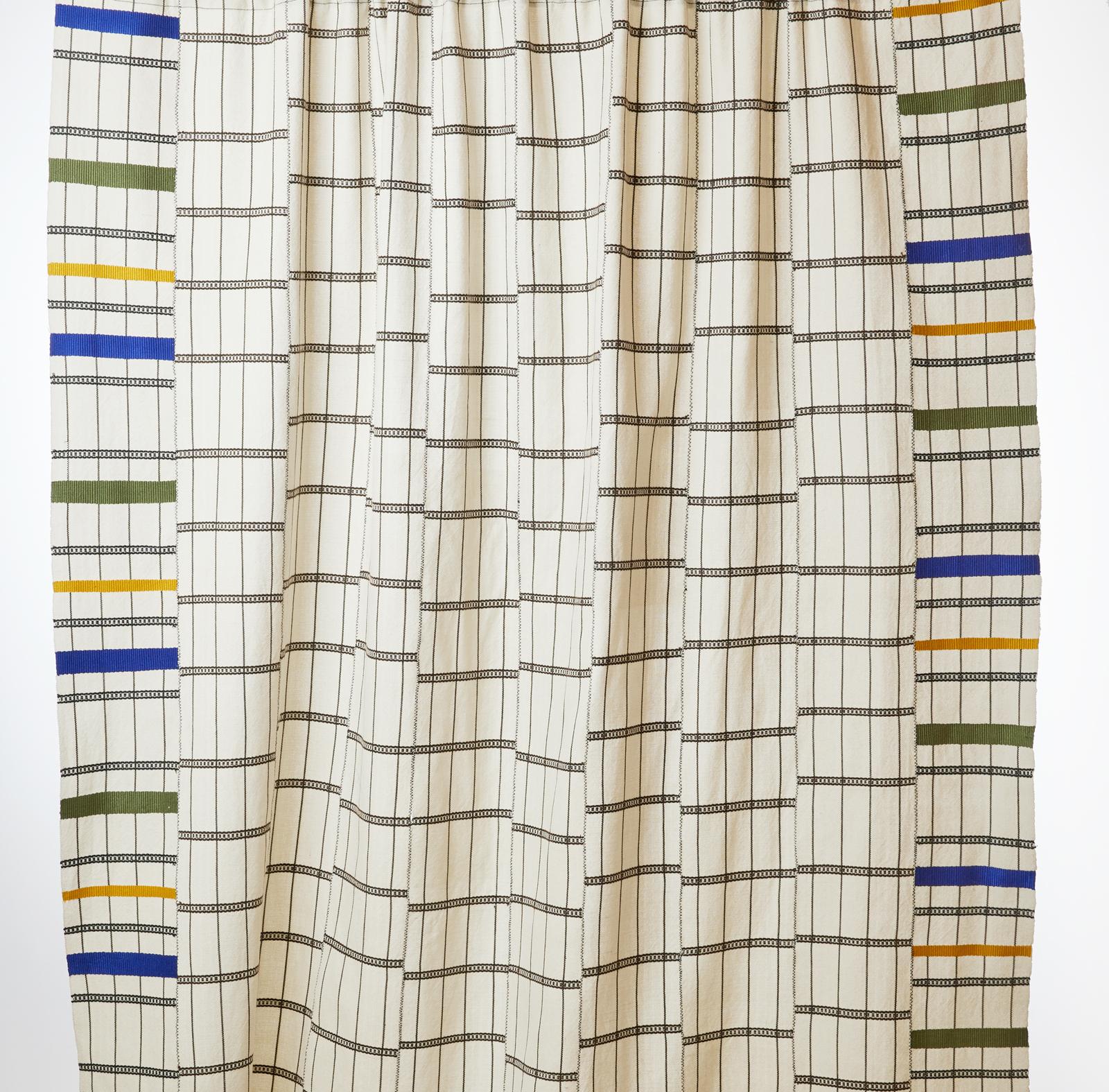 Ghanaian Contemporary Ethnic Geometric Curtain Handwoven Cotton Kente Patchwork