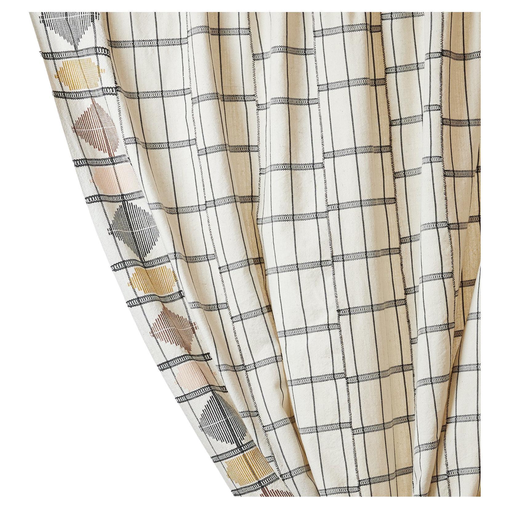 Contemporary Ethnic Geometric Curtain Handwoven Cotton Kente Patchwork