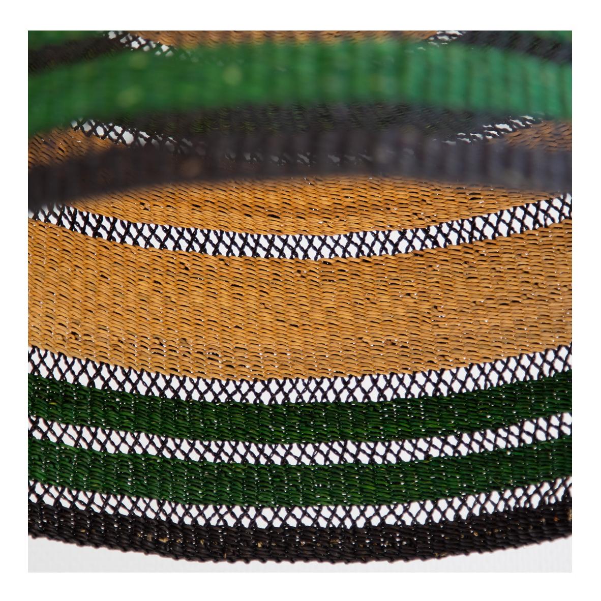 Modern Contemporary Ethnic Large Pendant Lamp Handwoven Straw Black Green