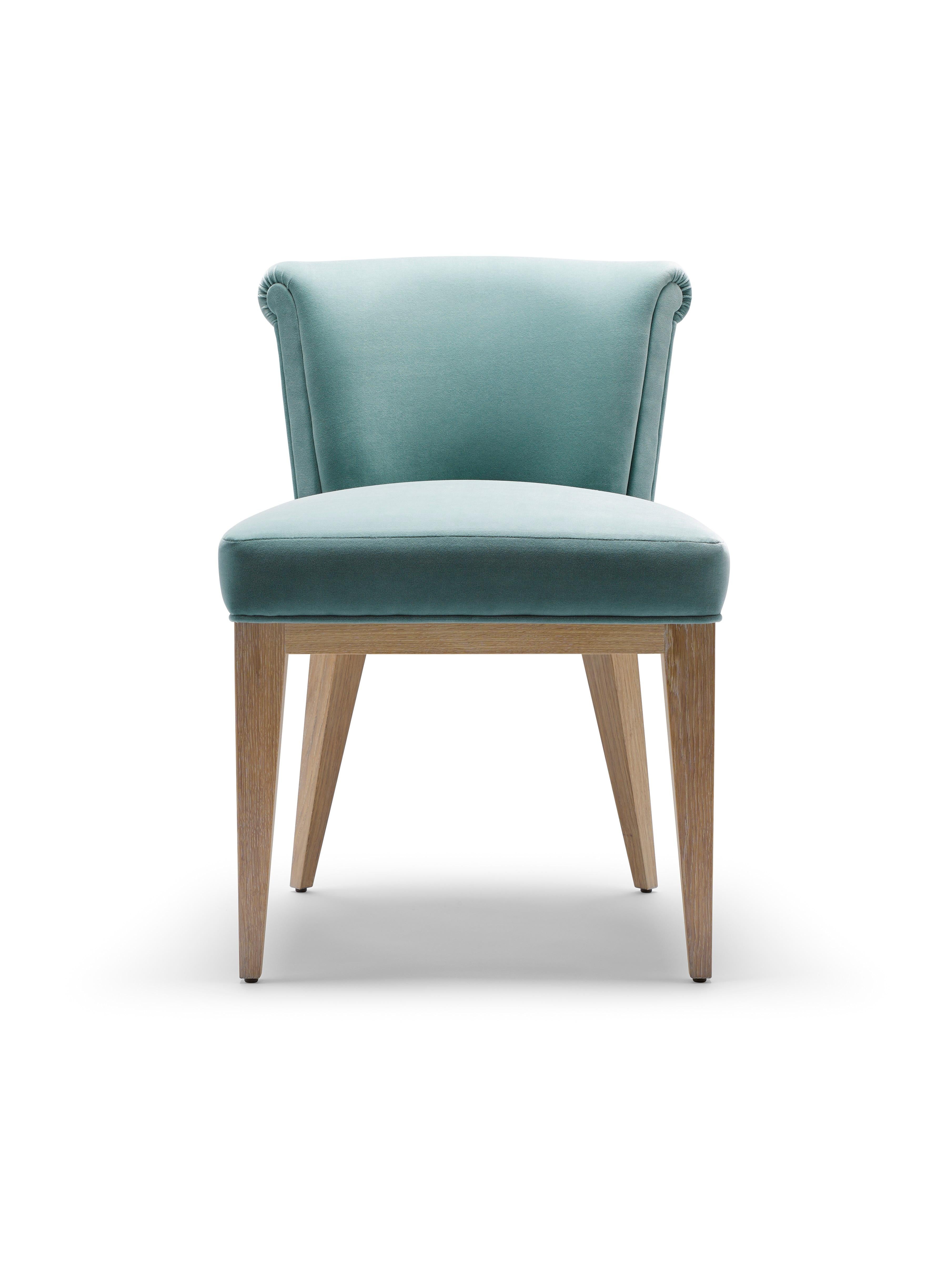 Ebonized Contemporary Eto Dining Chair in cotton velvet with Solid Oak or Walnut Legs For Sale