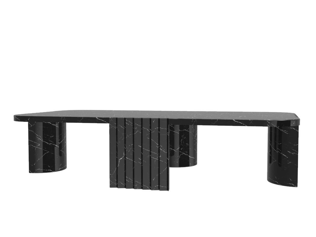 Modern Contemporary European Caravel Low Coffee Table in Nero Marquina by Collector For Sale
