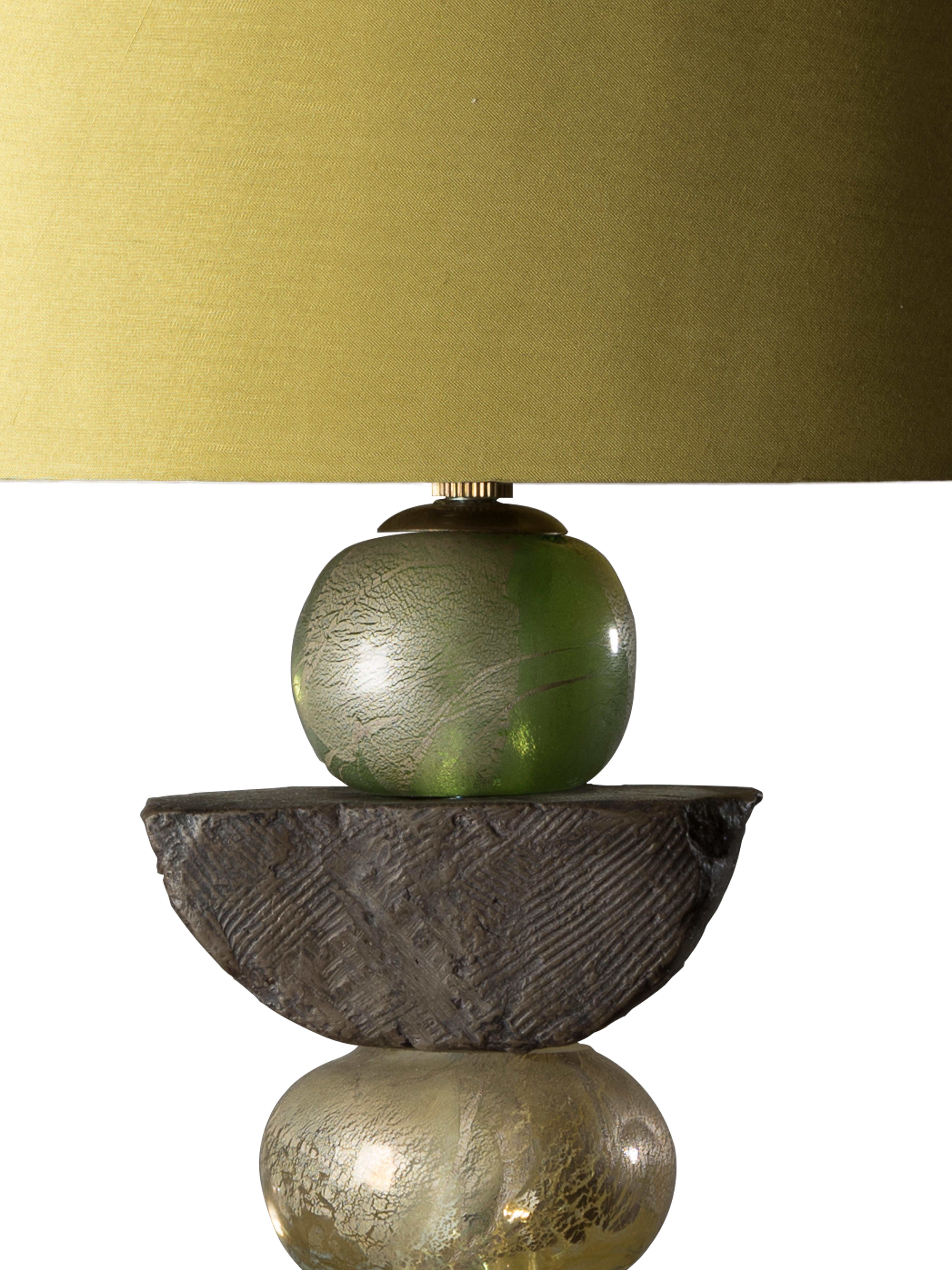 Silk Contemporary European Green Glass Sculptural Table Lamp by Margit Wittig For Sale