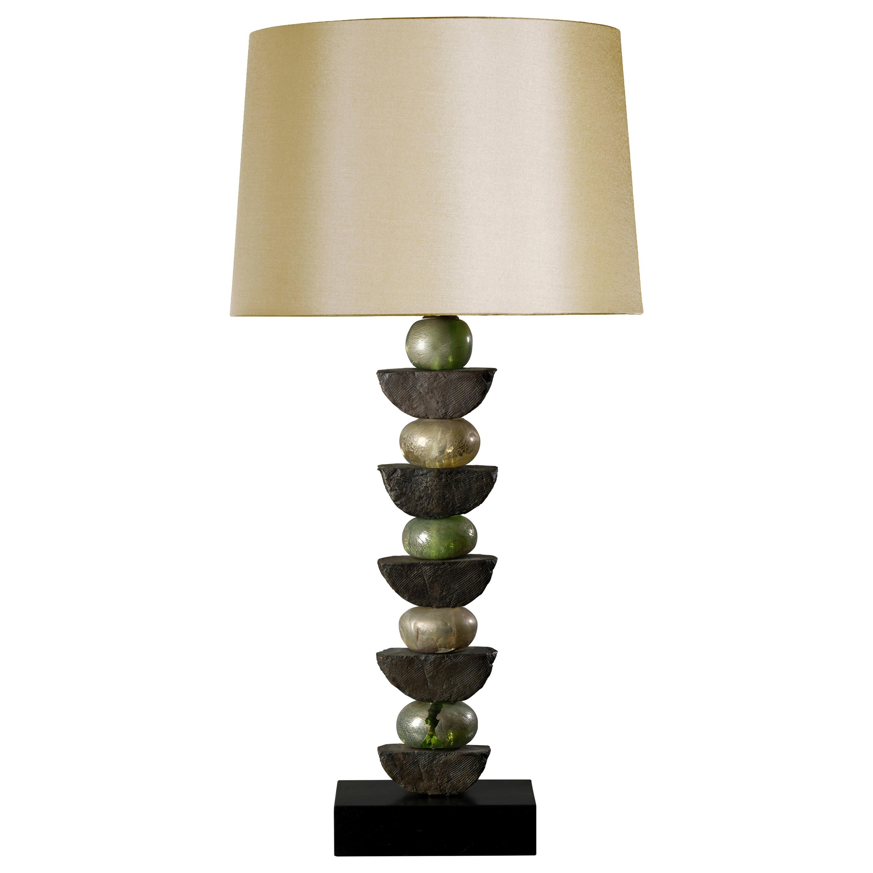 Contemporary European Green Glass Sculptural Table Lamp by Margit Wittig For Sale