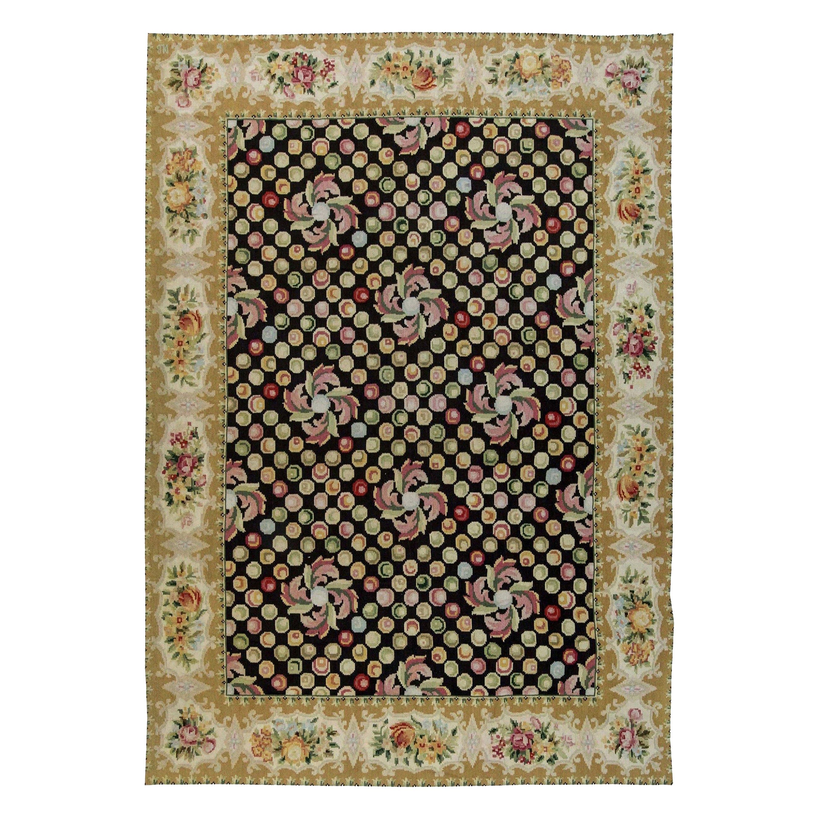 Contemporary European Inspired Bessarabian Floral Wool Rug by Doris
