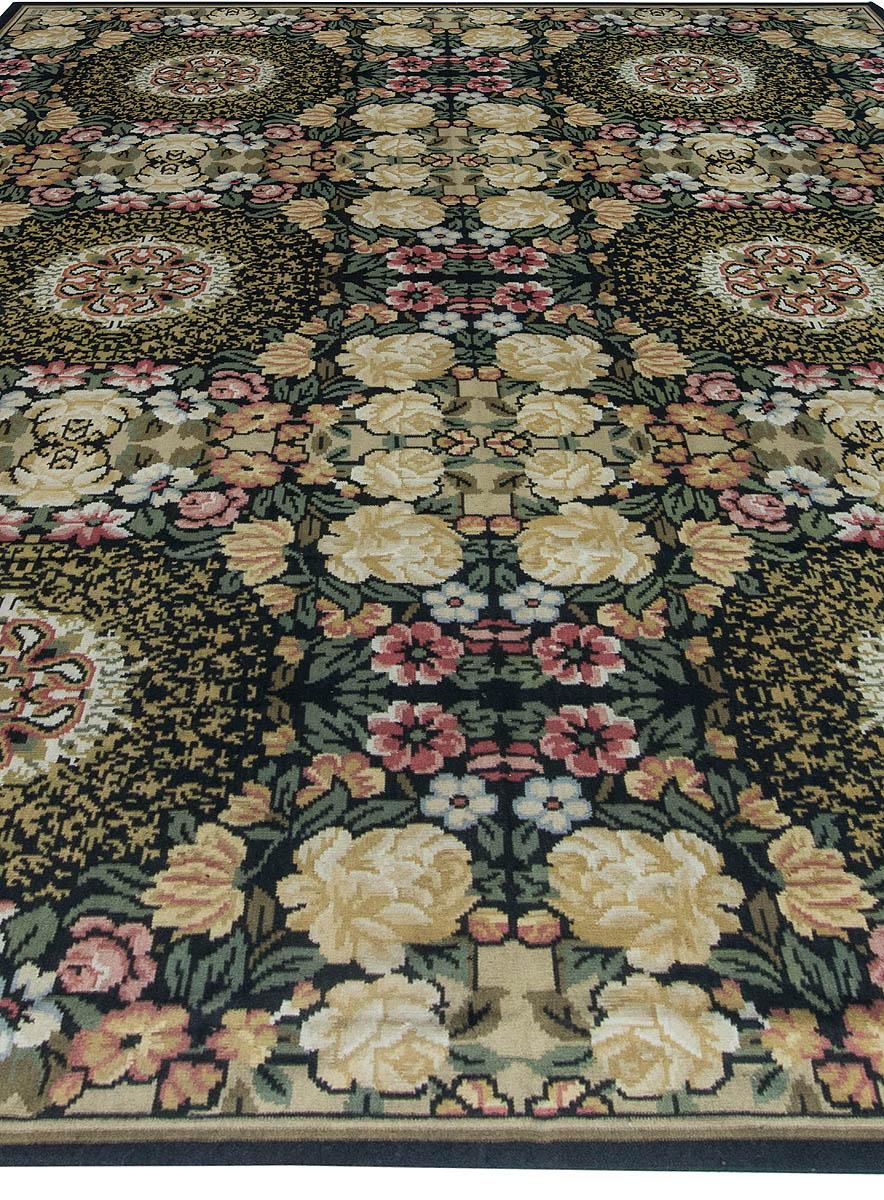 Hand-Knotted Contemporary European Inspired Bessarabian Floral Wool Rug by Doris Leslie Blau For Sale