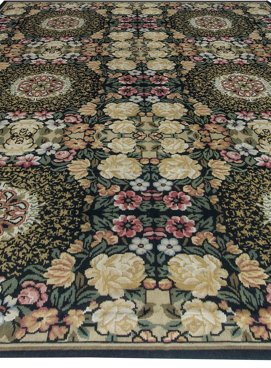 Hand-Knotted Contemporary European Inspired Bessarabian Floral Wool Rug by Doris Leslie Blau For Sale