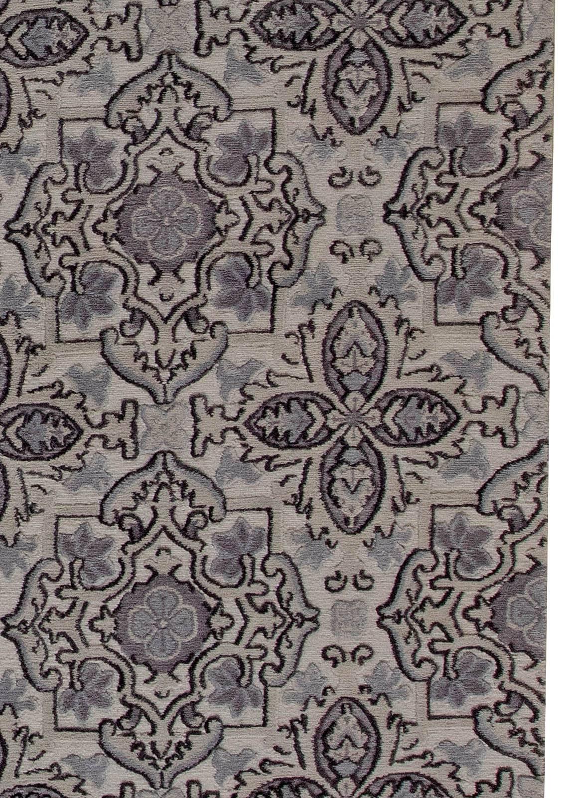 Contemporary European Inspired Tibetan Handmade Wool Rug by Doris Leslie Blau In New Condition For Sale In New York, NY