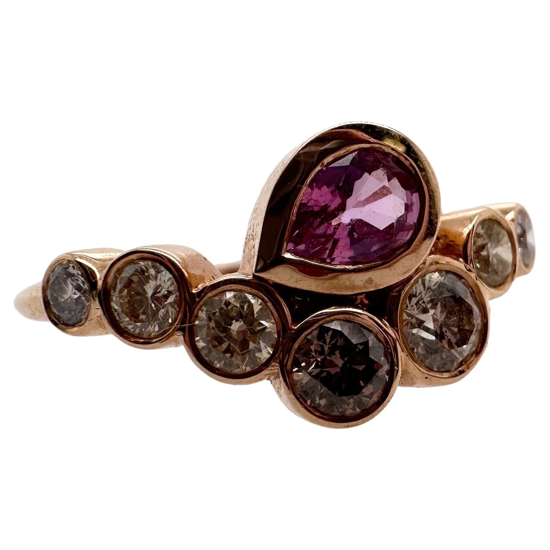 Contemporary Evil Eye Diamond ring 14KT rose gold For Sale