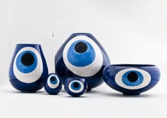Contemporary  Evil Eye Handmade Iznik Vase