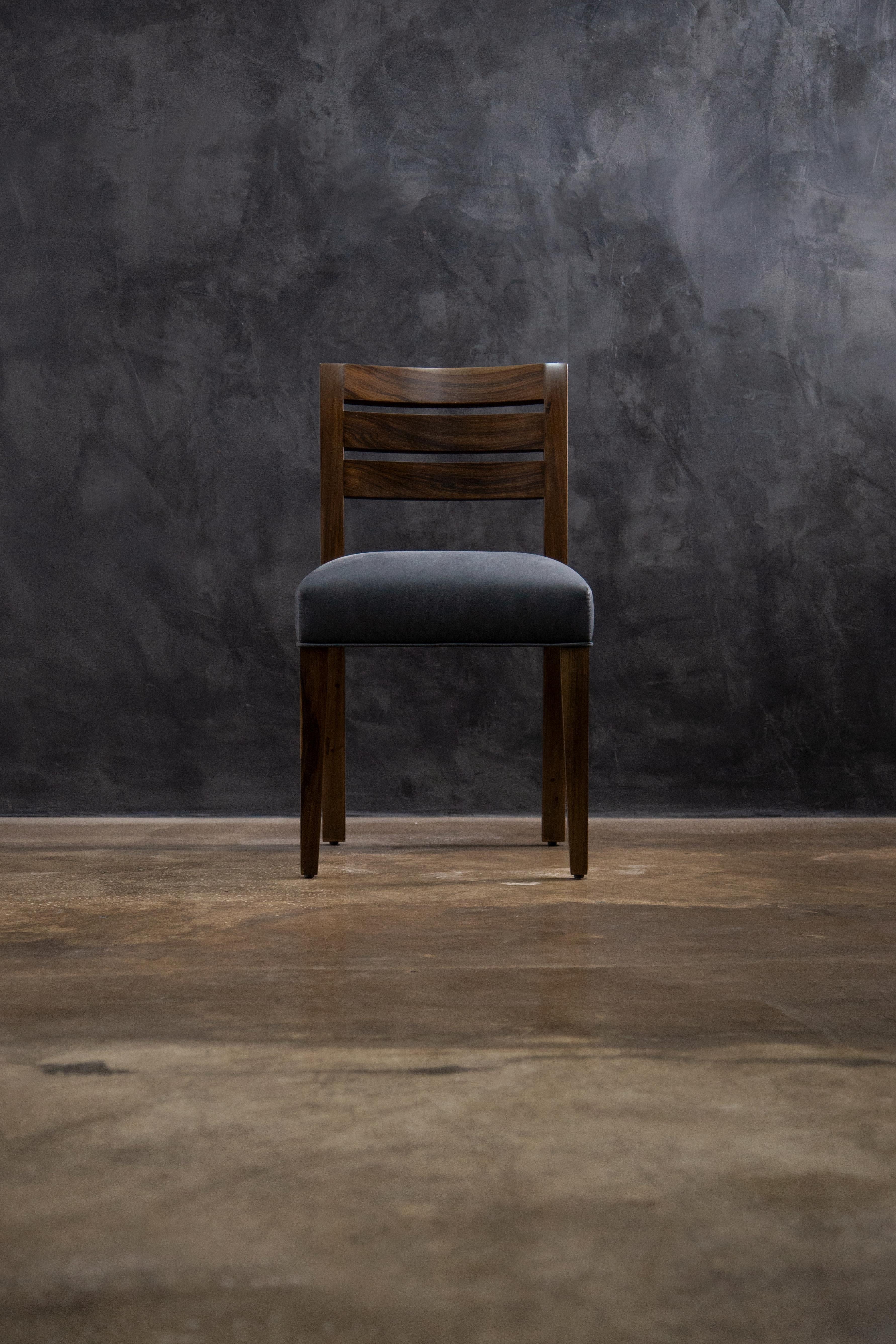 Modern Contemporary Exotic Wood and Leather Side Chair from Costantini, Renzo For Sale