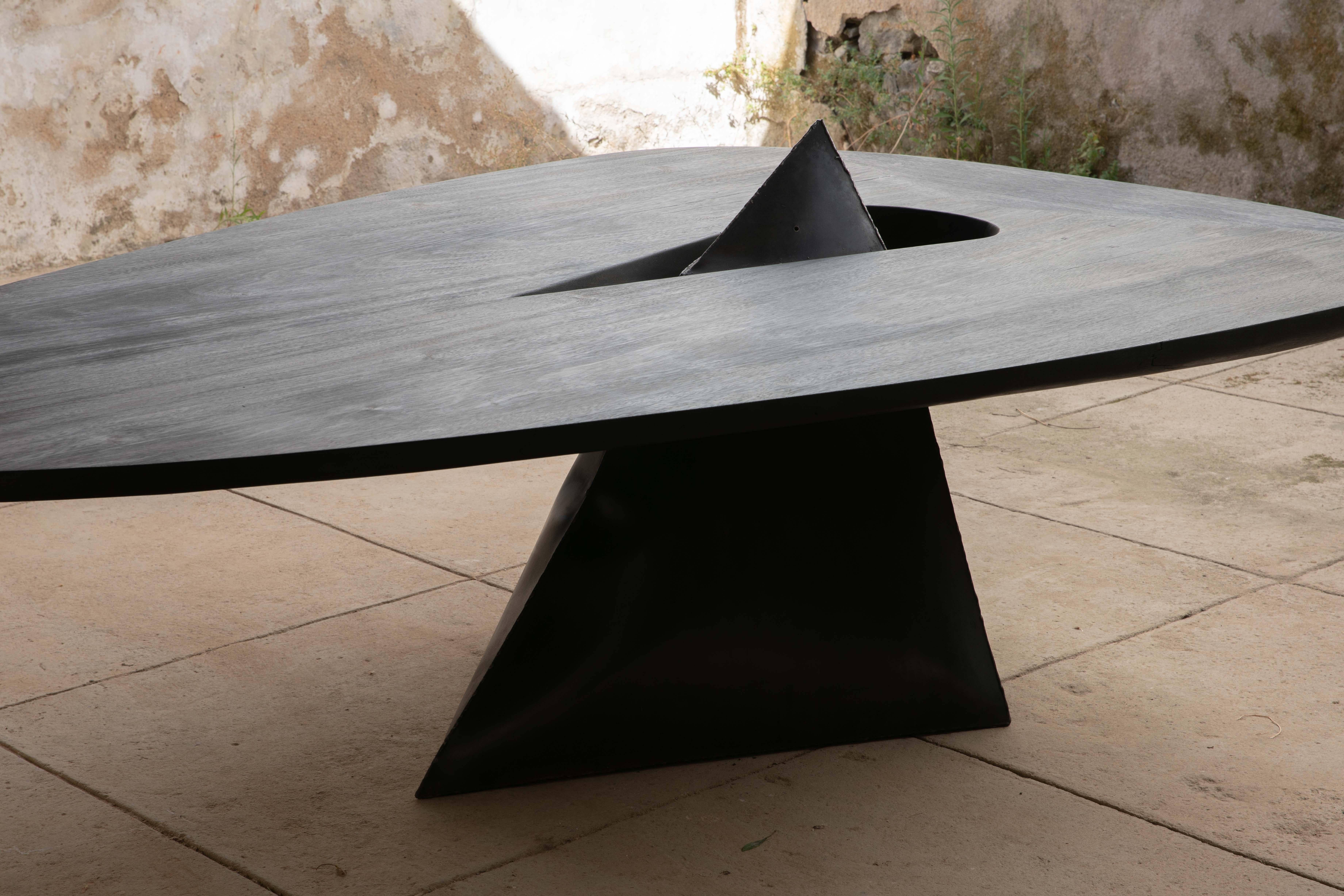 Contemporary Exploded Metal and Wood Dining Table by Mircea Anghel For Sale 5