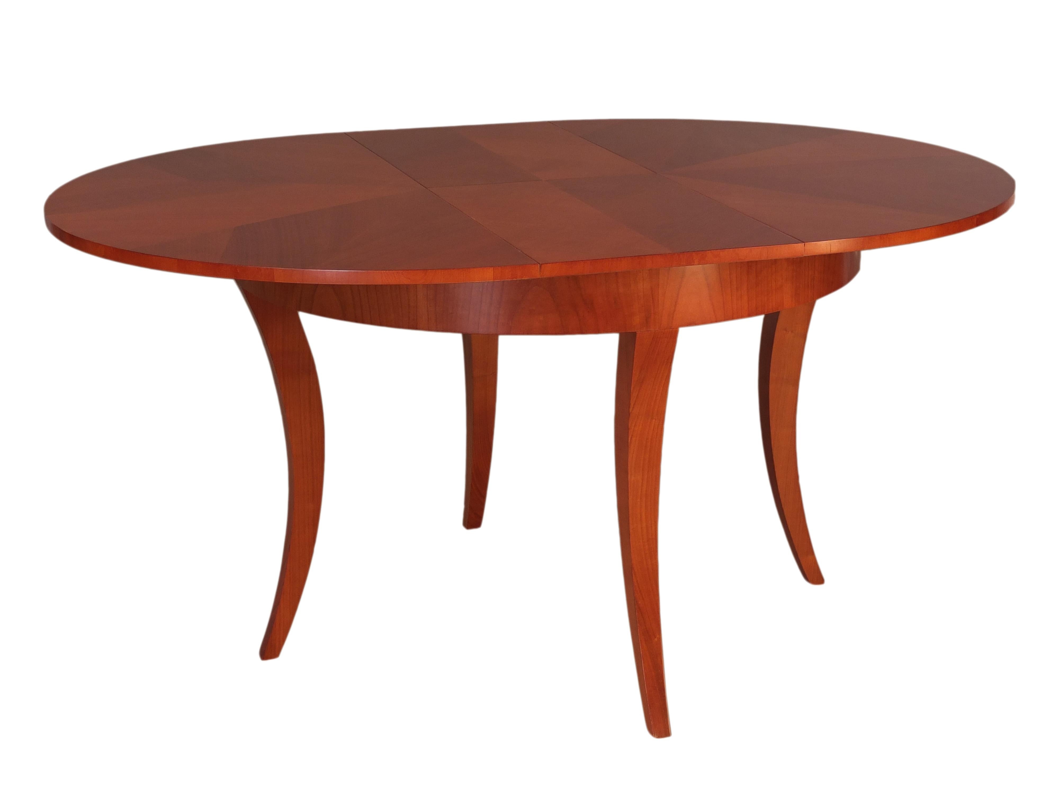 Italian Contemporary Extendable Table in Biedermeier Style Made of Cherrywood