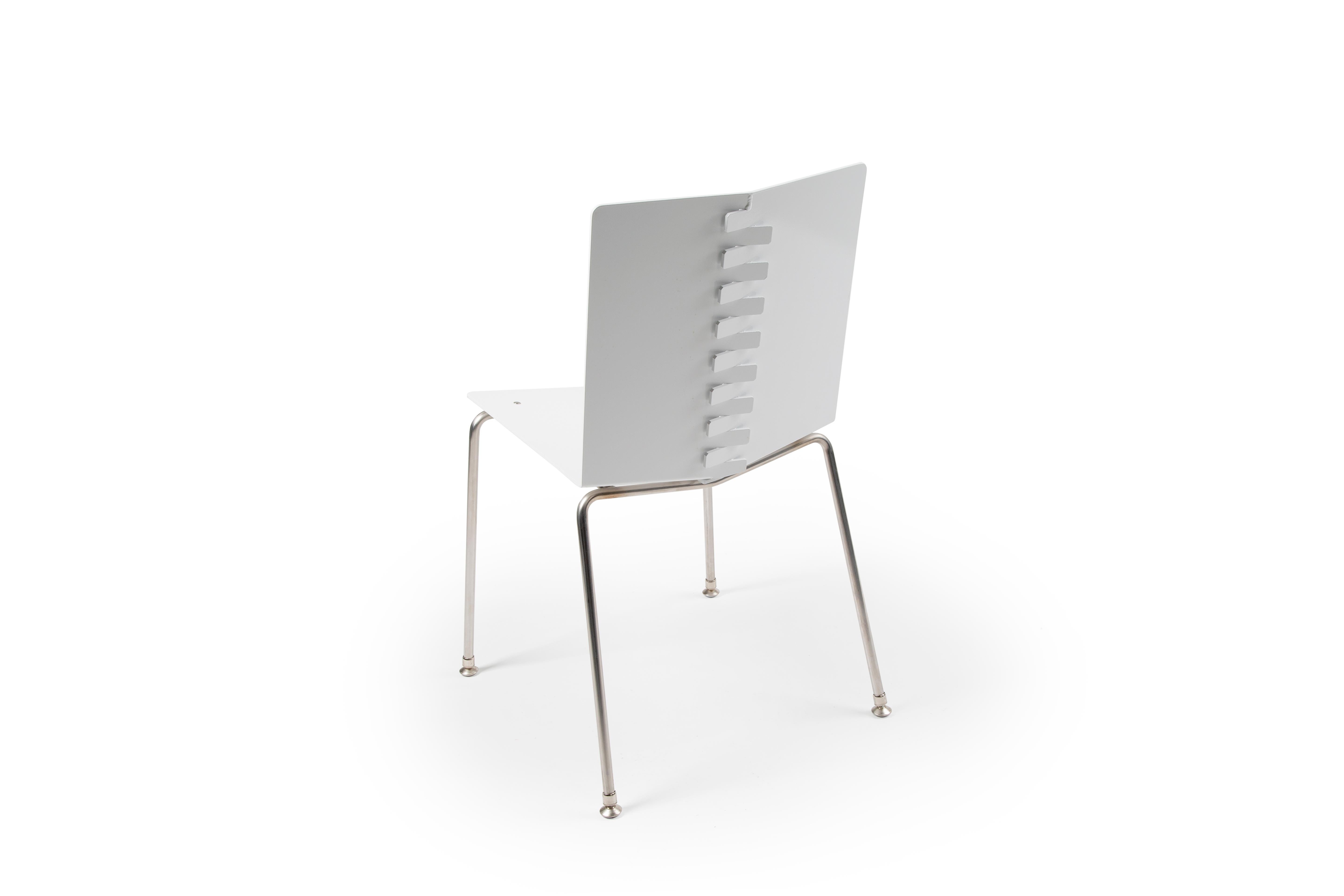 American Minimal Modern Exterior Dining Chair Powder Coated with Stainless Steel Legs For Sale