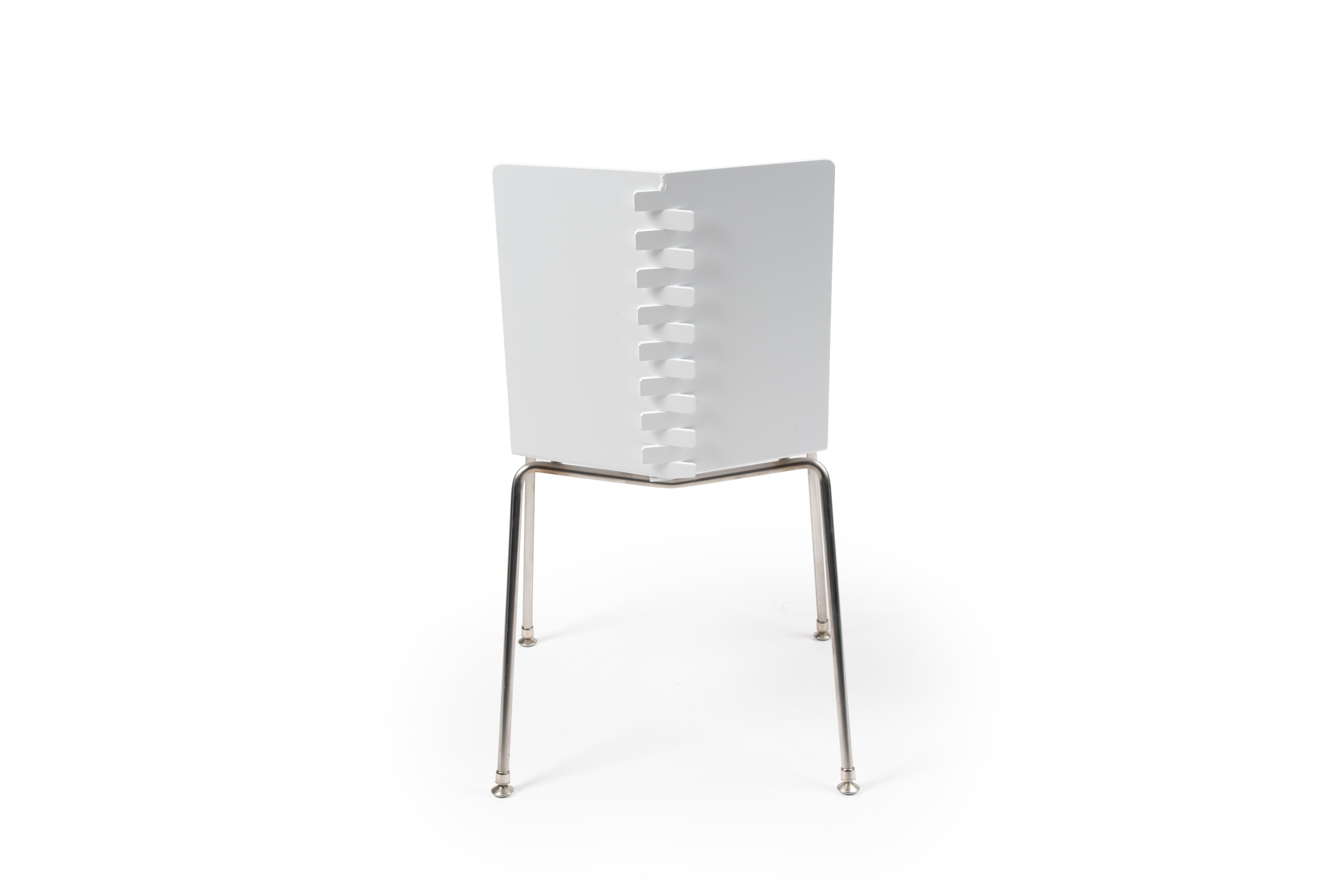 Brushed Minimal Modern Exterior Dining Chair Powder Coated with Stainless Steel Legs For Sale
