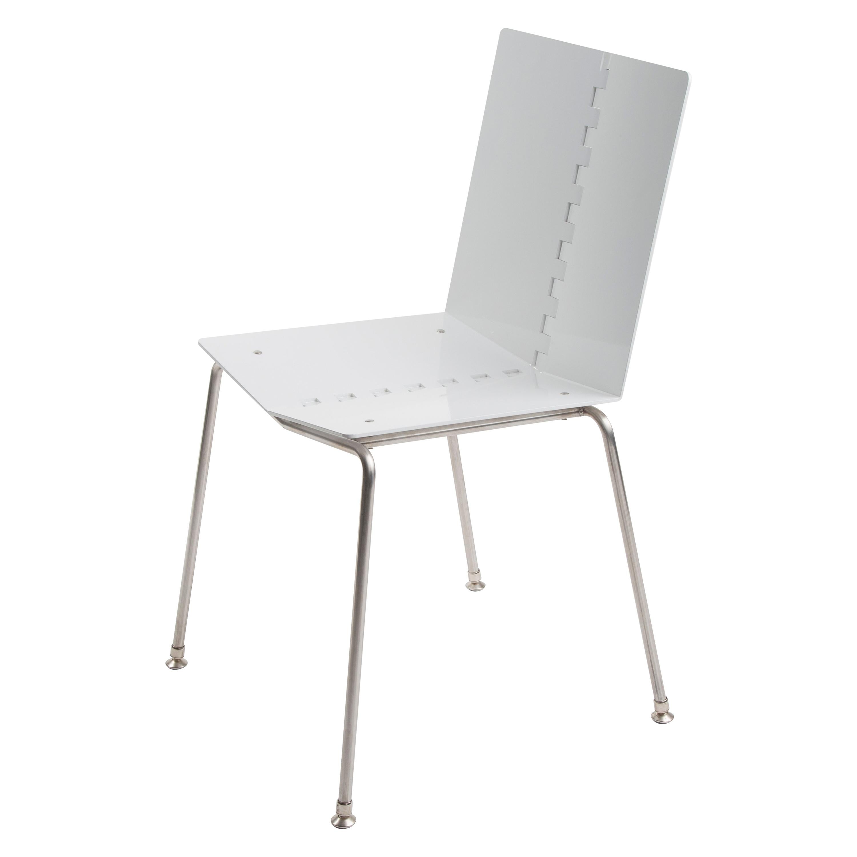 Minimal Modern Exterior Dining Chair Powder Coated with Stainless Steel Legs For Sale