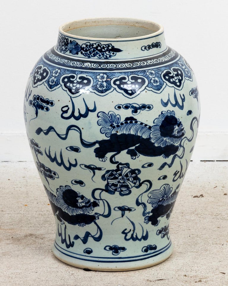 Contemporary Extra Large Chinese Blue and White Ginger Jar For Sale 1