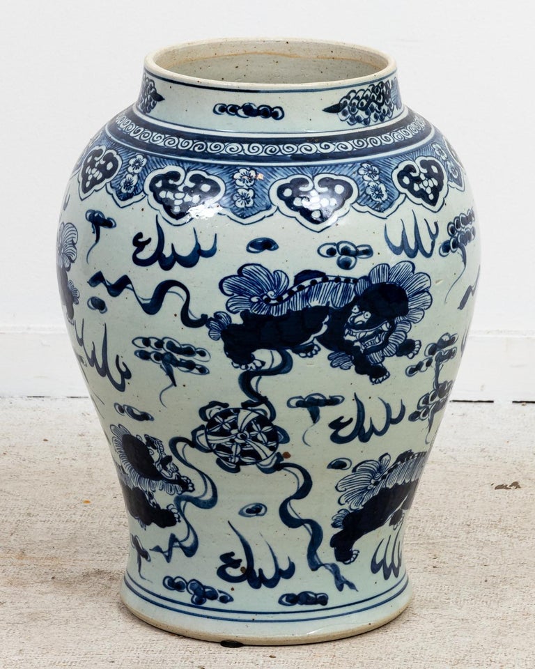 Contemporary Extra Large Chinese Blue and White Ginger Jar For Sale 2
