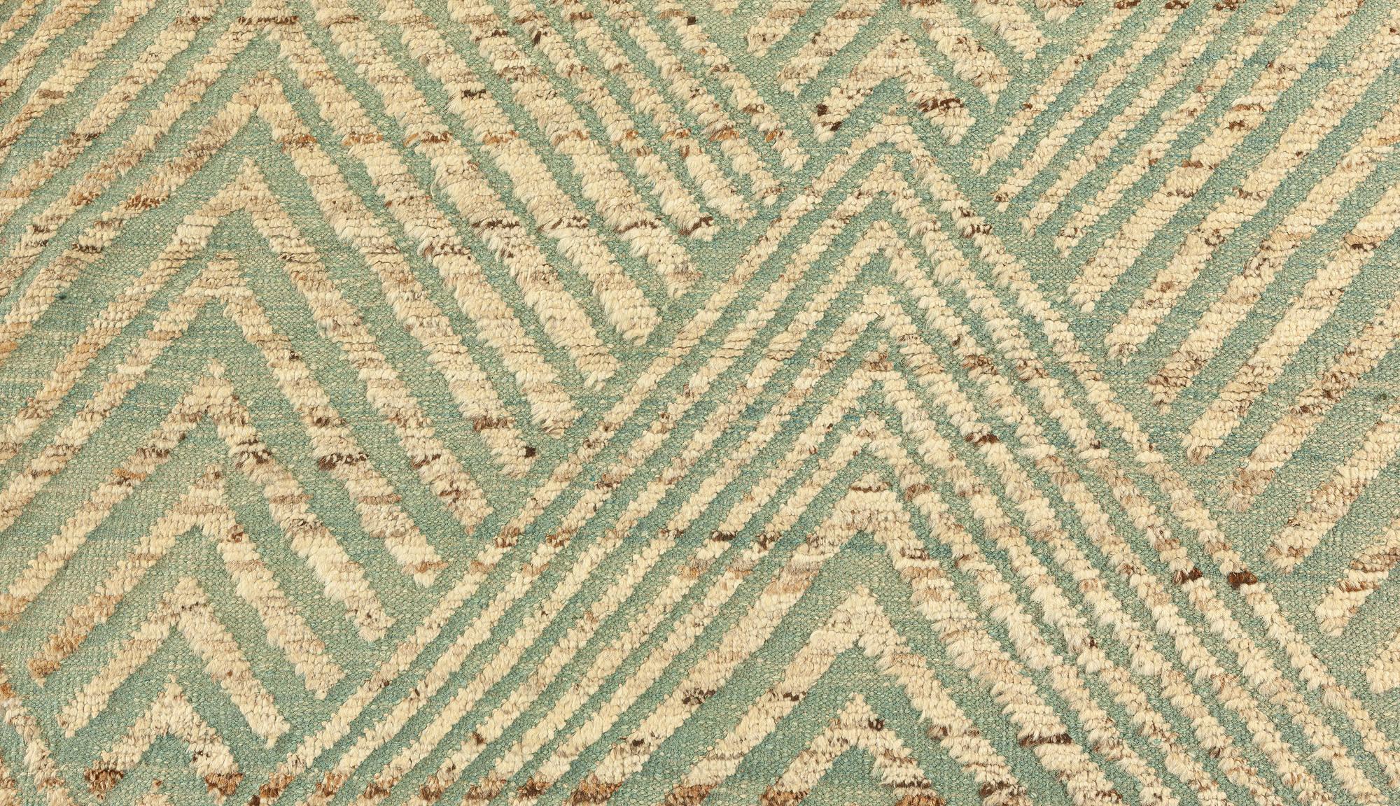 Moroccan Contemporary Extra Large Textural Conifers Green Rug by Doris Leslie Blau For Sale