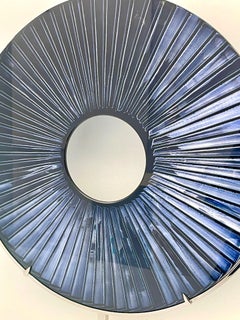 Contemporary 'Eye' Handcrafted Blue Crystal Sculpture Dia 17.6'' by Ghiró Studio