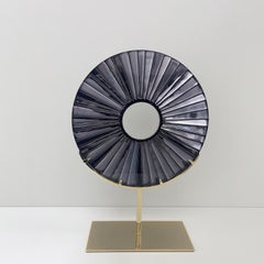 Contemporary 'Eye' Sculpture Black Glass, Brass and 24 Kt Gold by Ghiro Studio