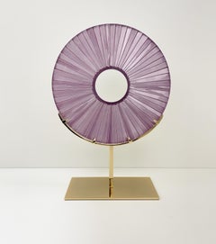 Sculpture contemporaine ''Oeil'' Verre rose, laiton et or 24 Kt par Ghirò Studio