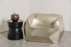 Contemporary Facet Lounge Chair in Hand Repoussé White Bronze by Robert Kuo