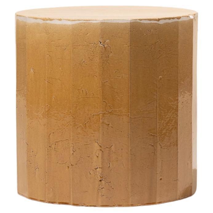 Contemporary Facetated Ceramic Side Table Column Stool Glazed Caramel