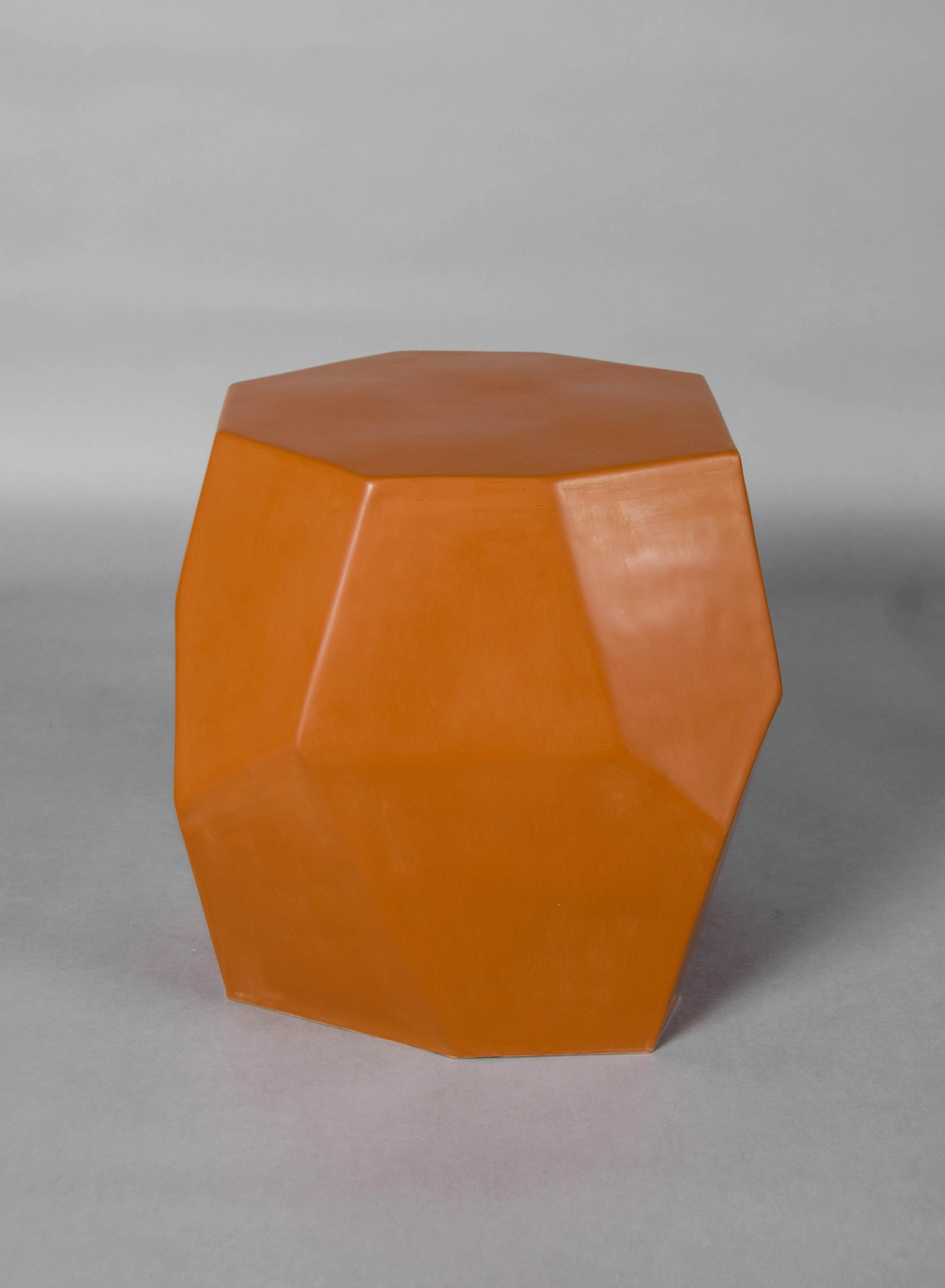 Modern Contemporary Faceted Drumstool in Mila Lacquer by Robert Kuo, Limited Edition For Sale