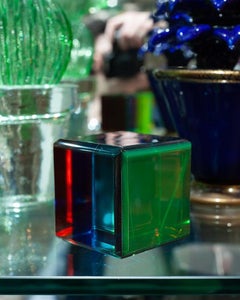 Contemporary Faceted Multicolour Acrylic Cube Block