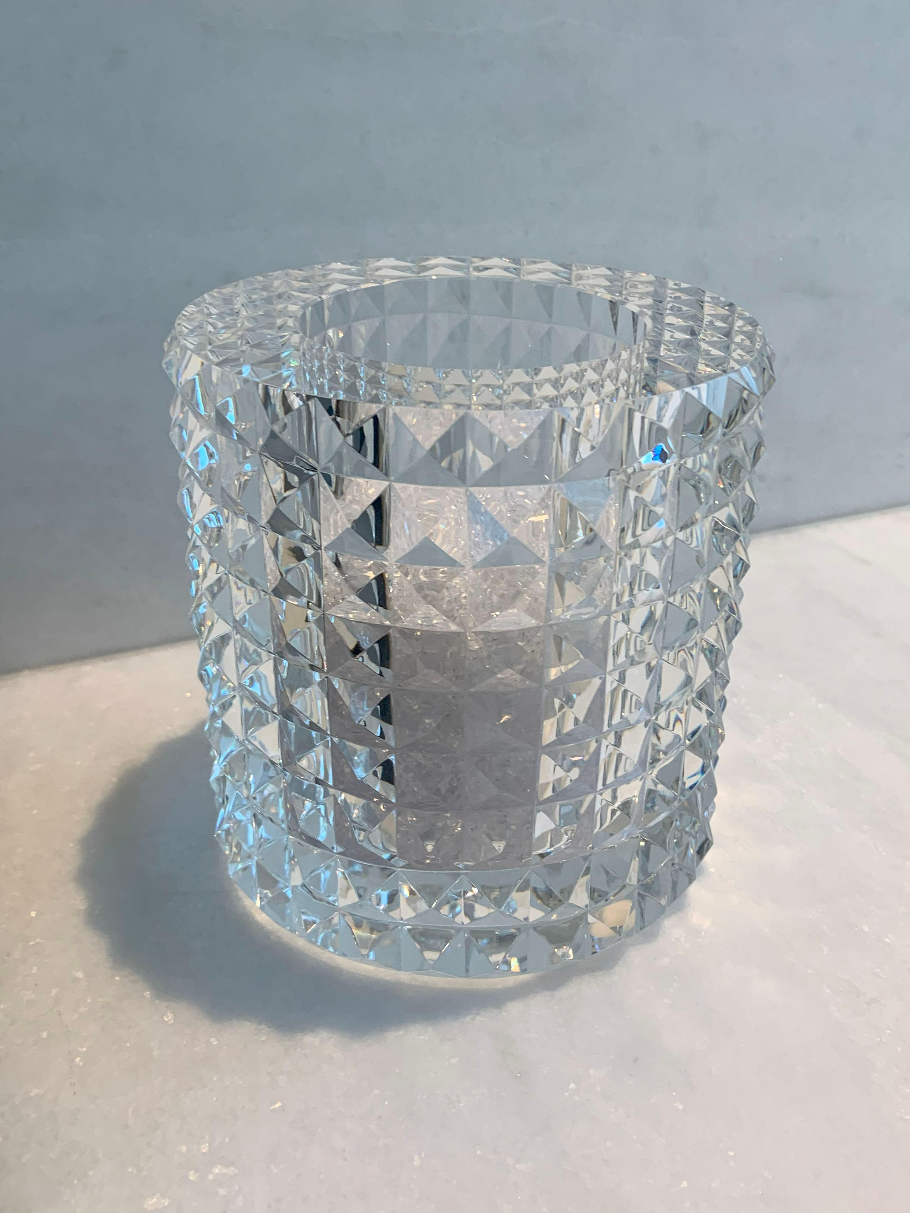 American Contemporary Faceted Optical Glass Vase by Veritas, Texas US, 2016 For Sale