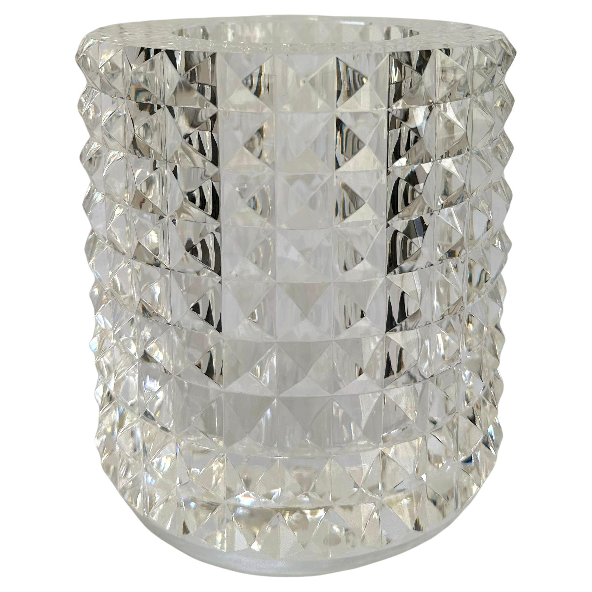 Contemporary Faceted Optical Glass Vase by Veritas, Texas US, 2016