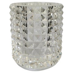 Contemporary Faceted Optical Glass Vase by Veritas, Texas US, 2016