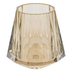 Contemporary Faceted Pale Amber Glass Vase