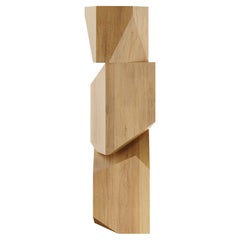 Totem contemporain personnalisable en bois sculpté plaqué Oak